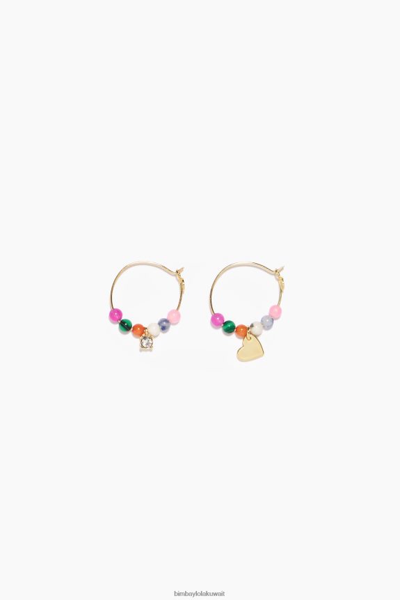 ⁦كو Bimba Y Lola أقراط أذن قلب ذهبي وكريستال 24BTV4691 مُكَمِّلات⁩ - الصورة ⁦1⁩