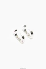 ⁦كو Bimba Y Lola أقراط دائرية بشعار الماركة فضي ومتعدد الألوان 24BTV4715 مُكَمِّلات⁩ - الصورة ⁦4⁩